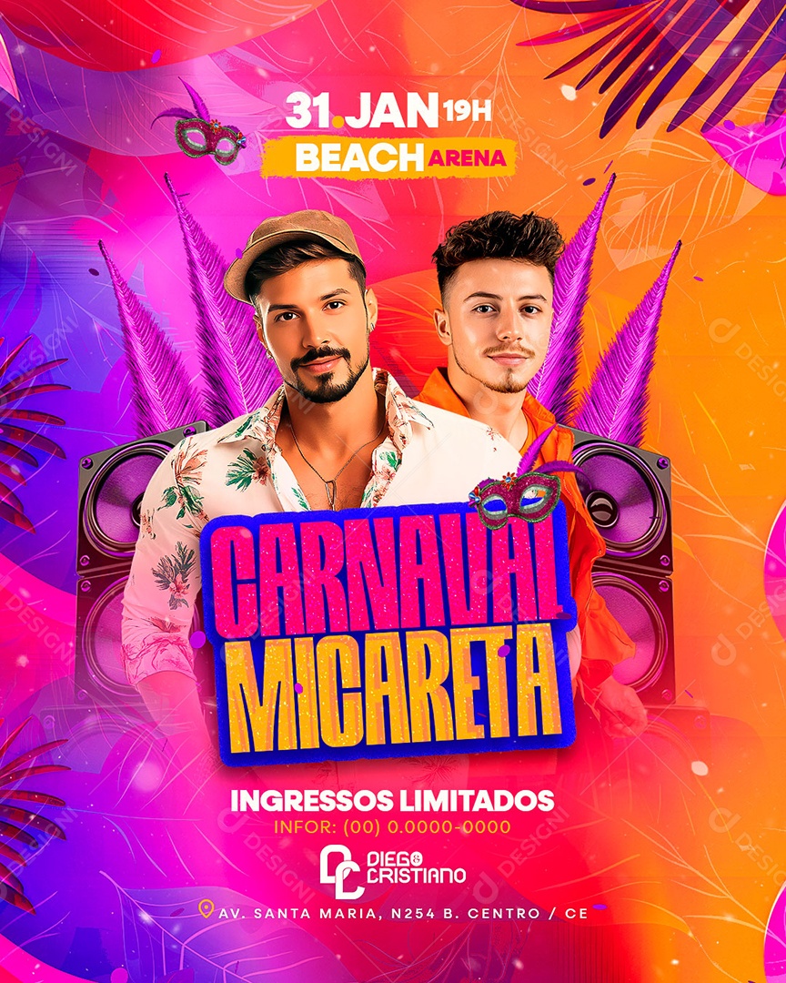 Flyer Carnival Micareta Social Media PSD Editable