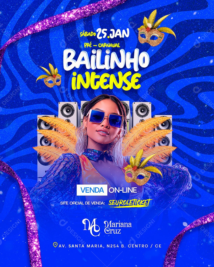 Flyer Carnaval Bailinho Intense Social Media PSD Editável