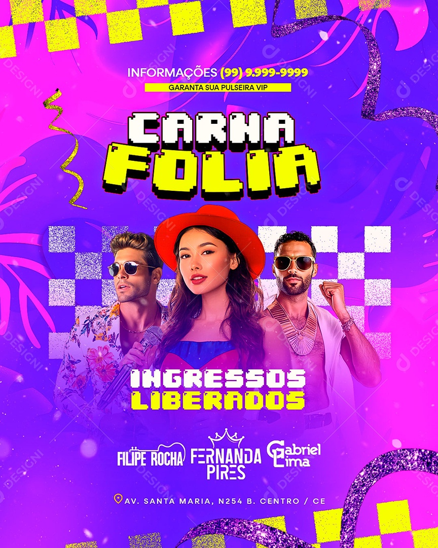 Flyer Carna Folia Fernanda Pires Social Media PSD Editable