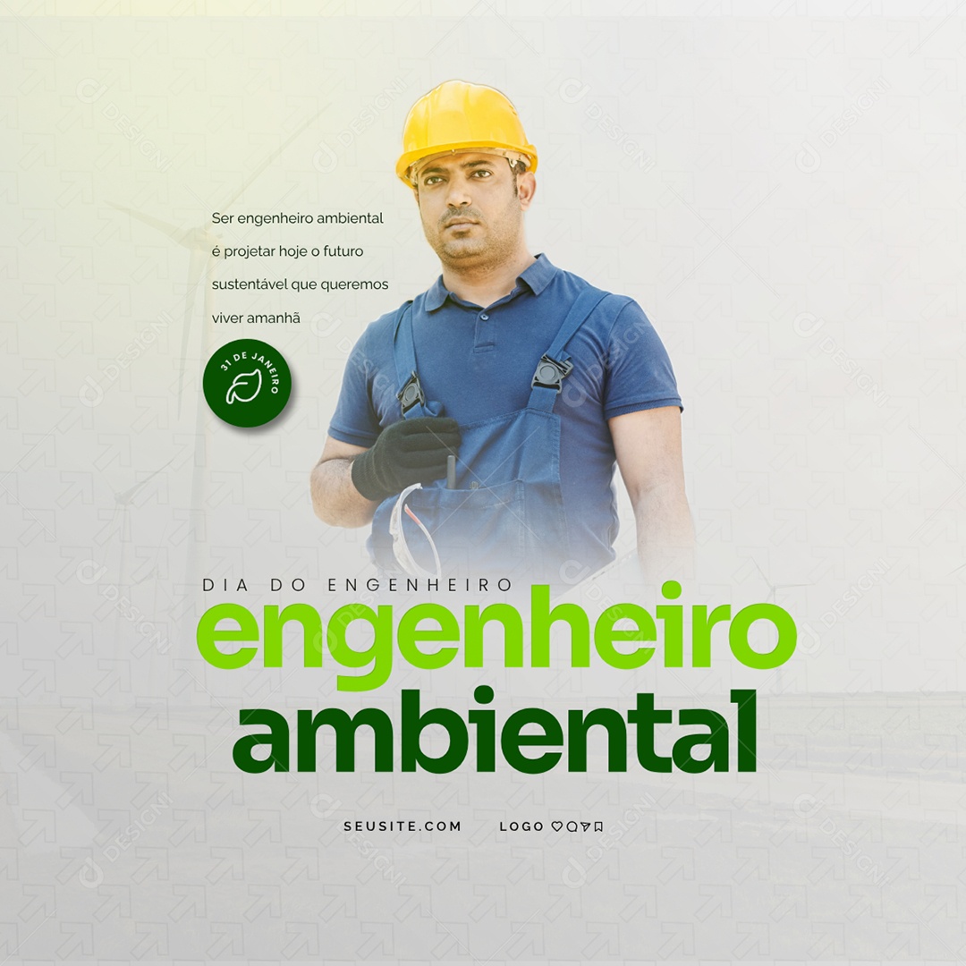 Dia do Engenheiro Ambiental 31 De Janeiro Parabéns Social Media PSD Editável