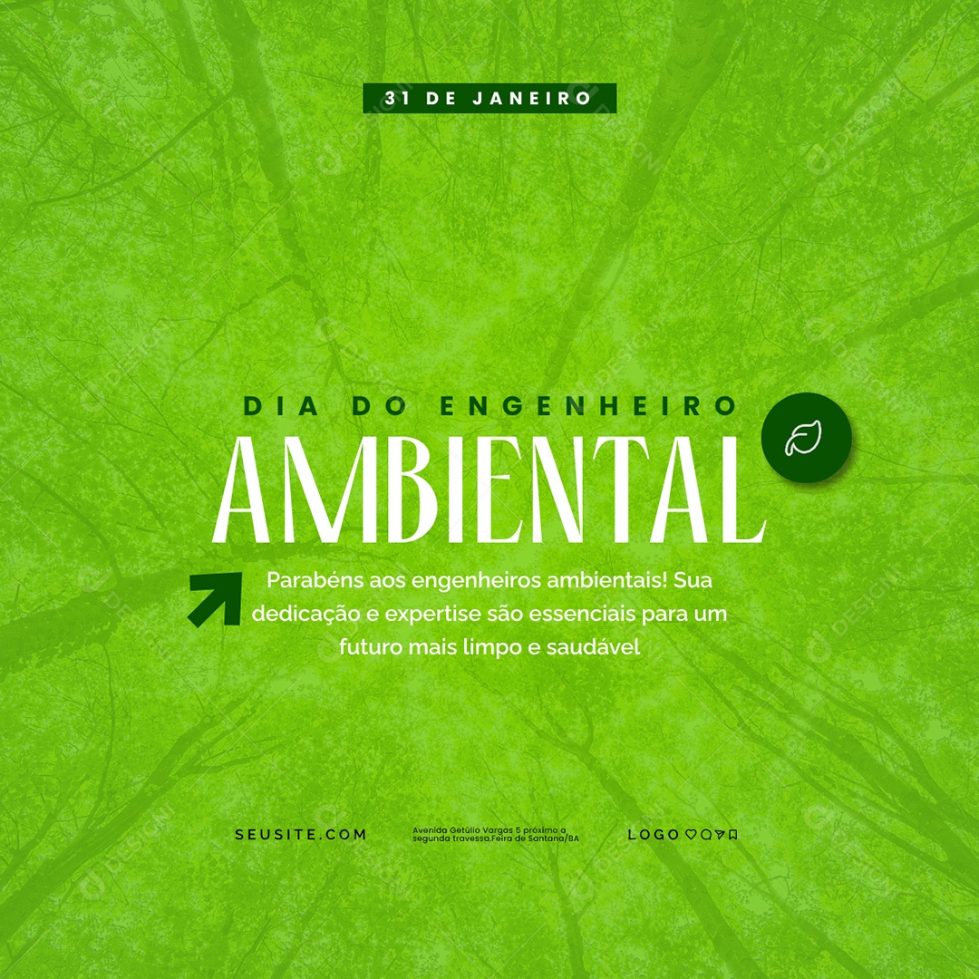 Dia do Engenheiro Ambiental 31 De Janeiro Essenciais Para Um Futuro Mais Limpo Social Media PSD Editável