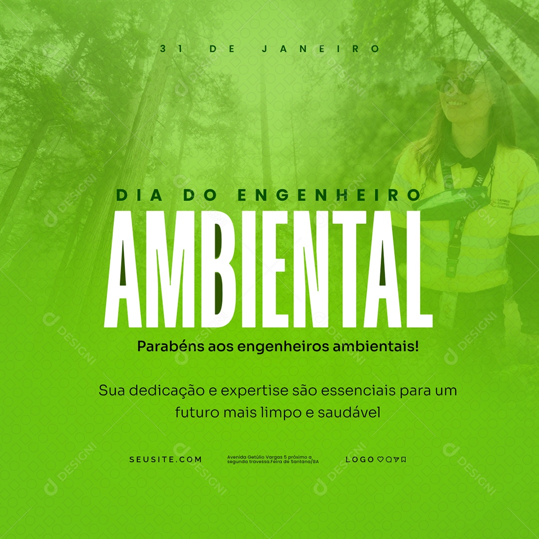 Dia do Engenheiro Ambiental 31 De Janeiro Parabéns Social Media PSD Editável