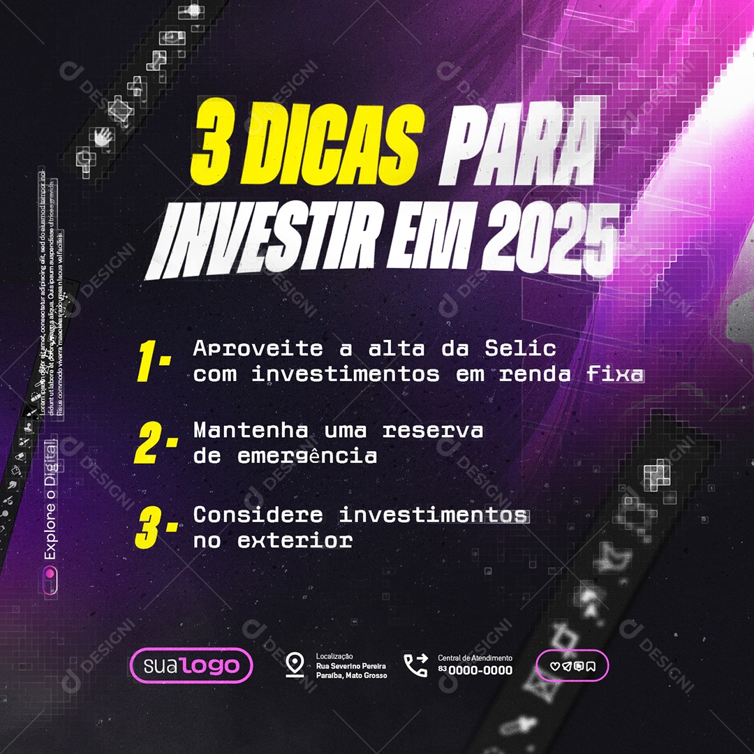 Marketing Digital Três Dicas para Investir em 2025 Social Media PSD Editável