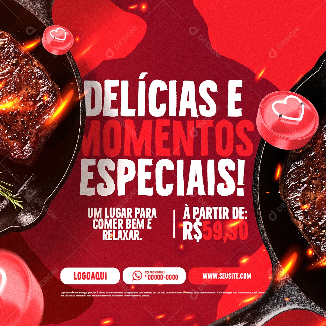 Grill Delights and Special Moments Social Media PSD Editable