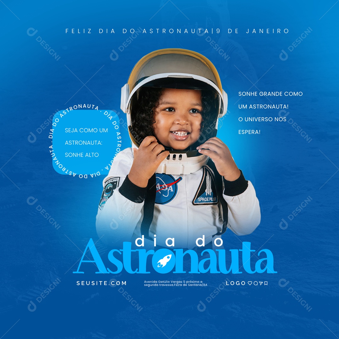 Astronaut Day 09 From January Sonhe Grande Como A Social Media PSD Astronaut Editable