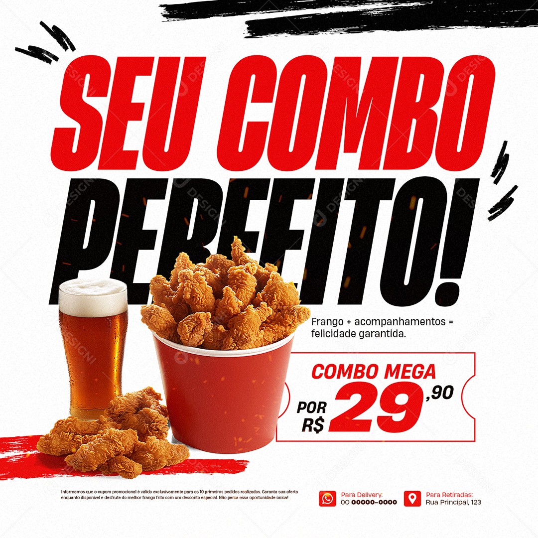 Frango Frito Seu Combo Perfeito Social Media PSD Editável