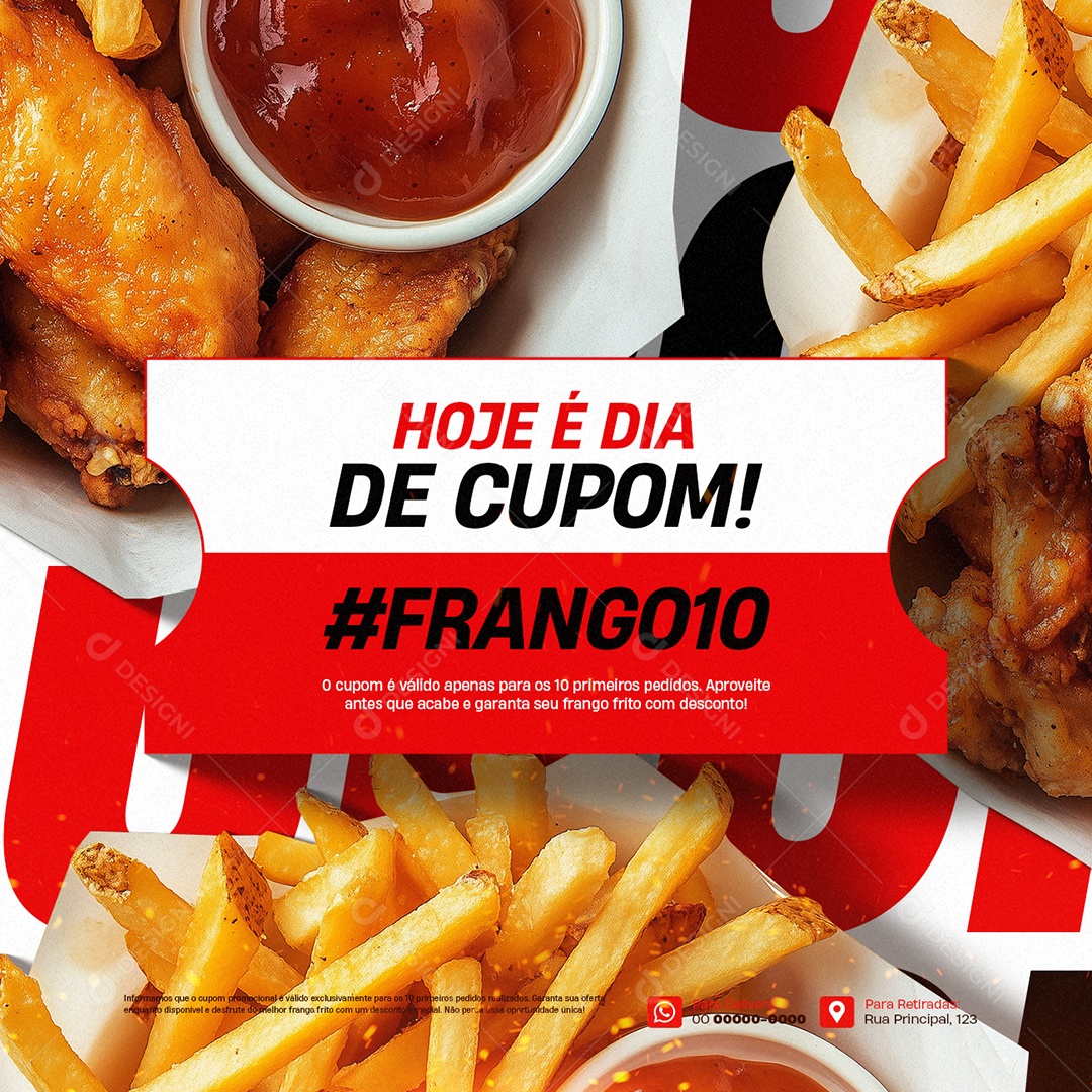 Fried chicken Today is Social Media PSD Coupon Day Editable