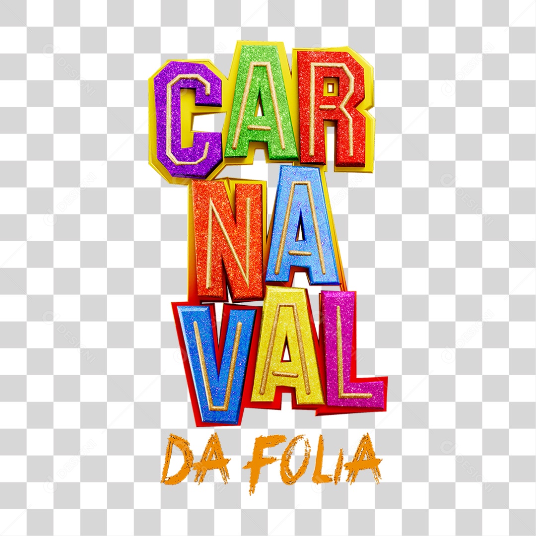 Texto 3D Carnaval PNG Transparente