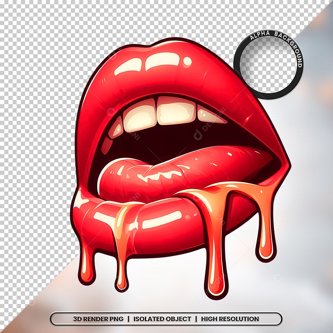 Elemento 3D Boca com Creme Para Composição PSD