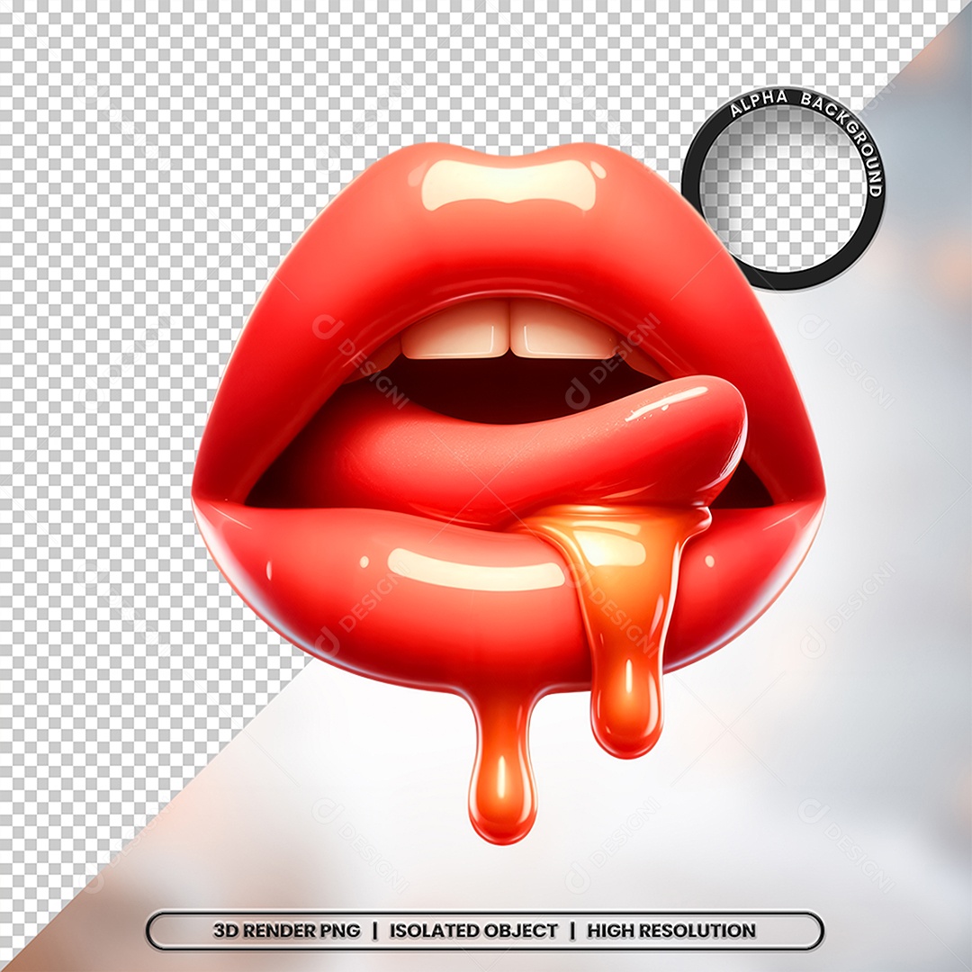 Elemento 3D Boca com Creme Para Composição PSD