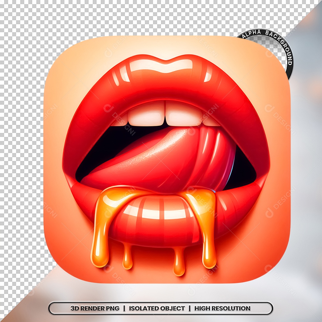 Elemento 3D Boca com Creme Para Composição PSD