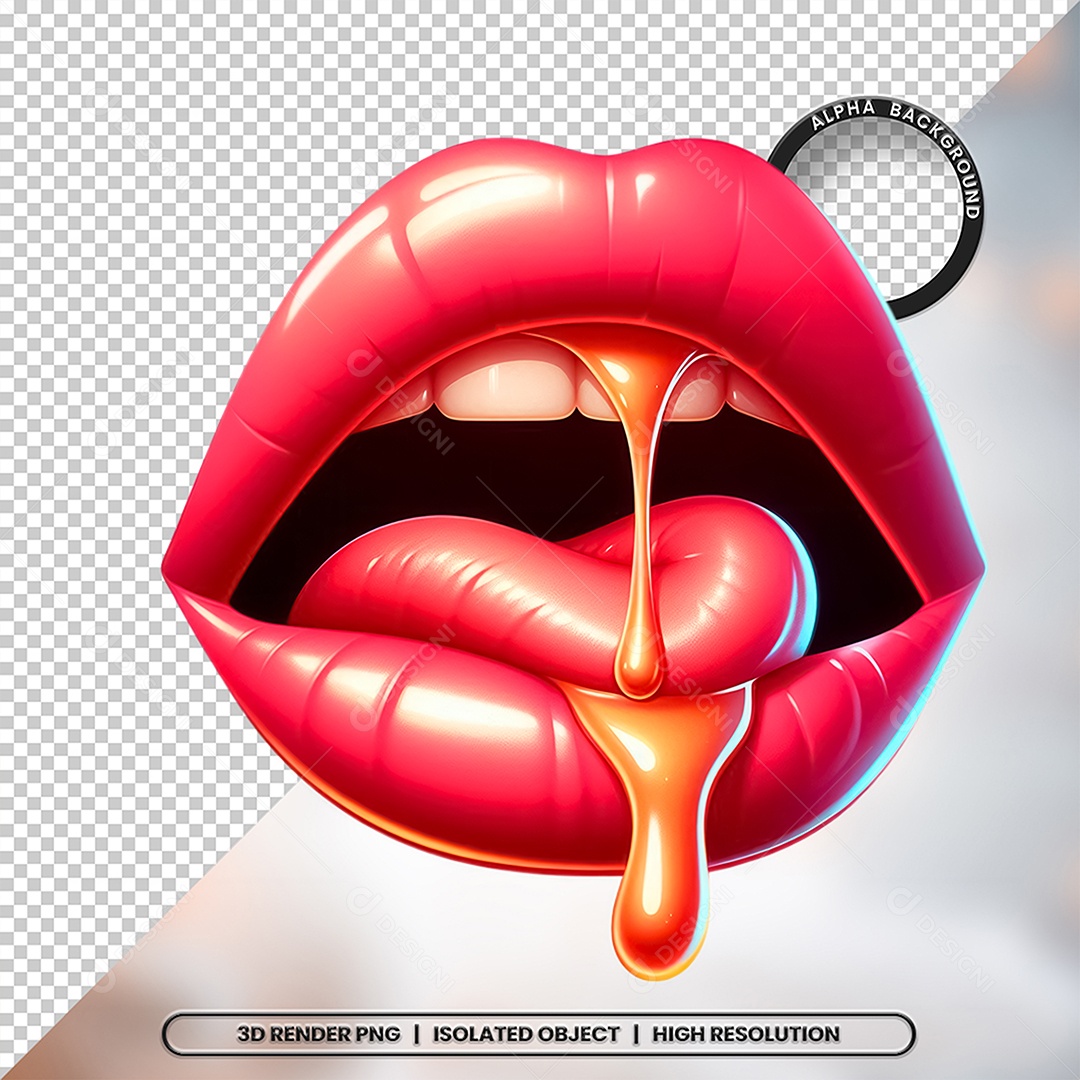 Elemento 3D Boca com Creme Para Composição PSD