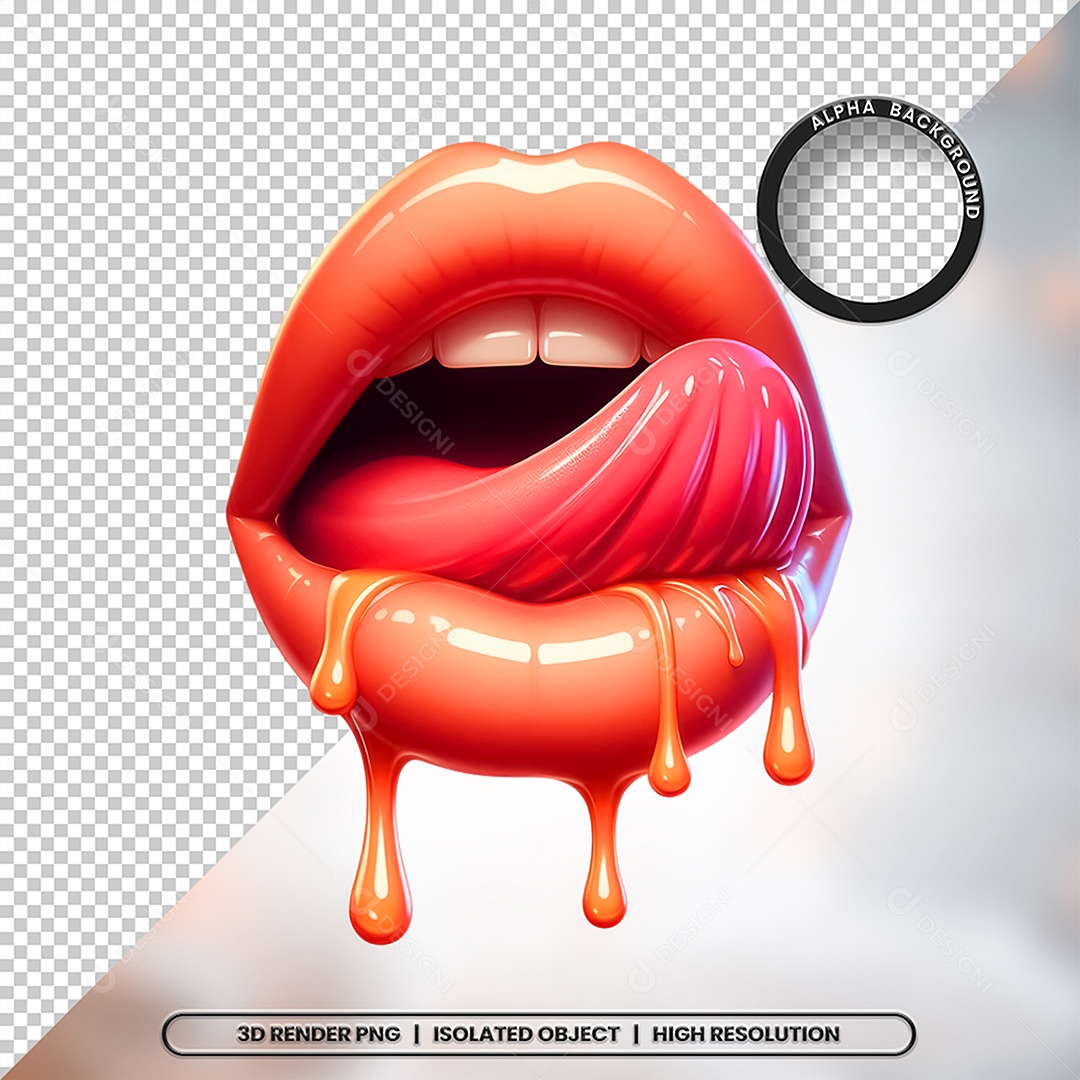 Elemento 3D Boca com Creme Para Composição PSD