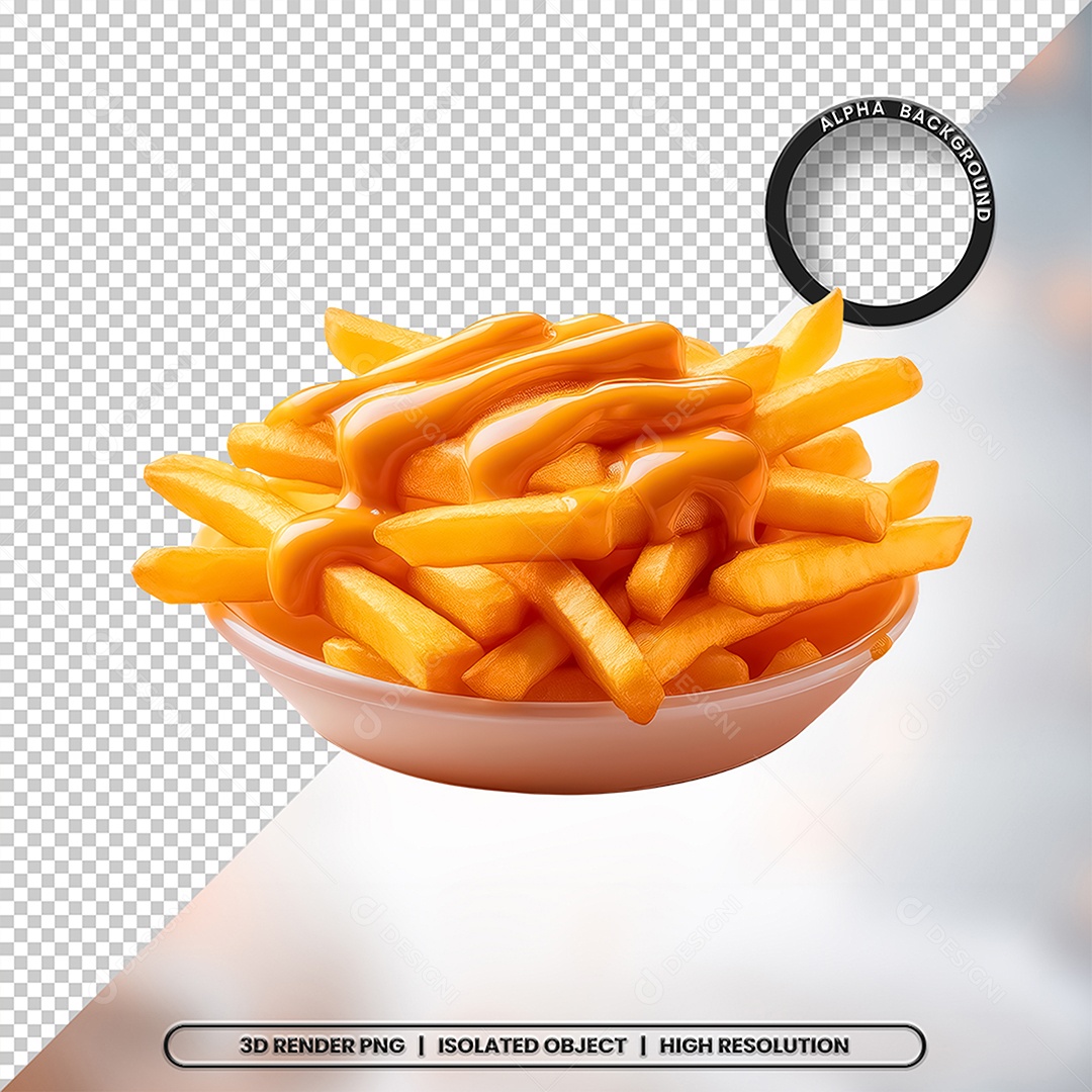 Elemento 3D Tigela com Batatas Fritas Para Composição PSD