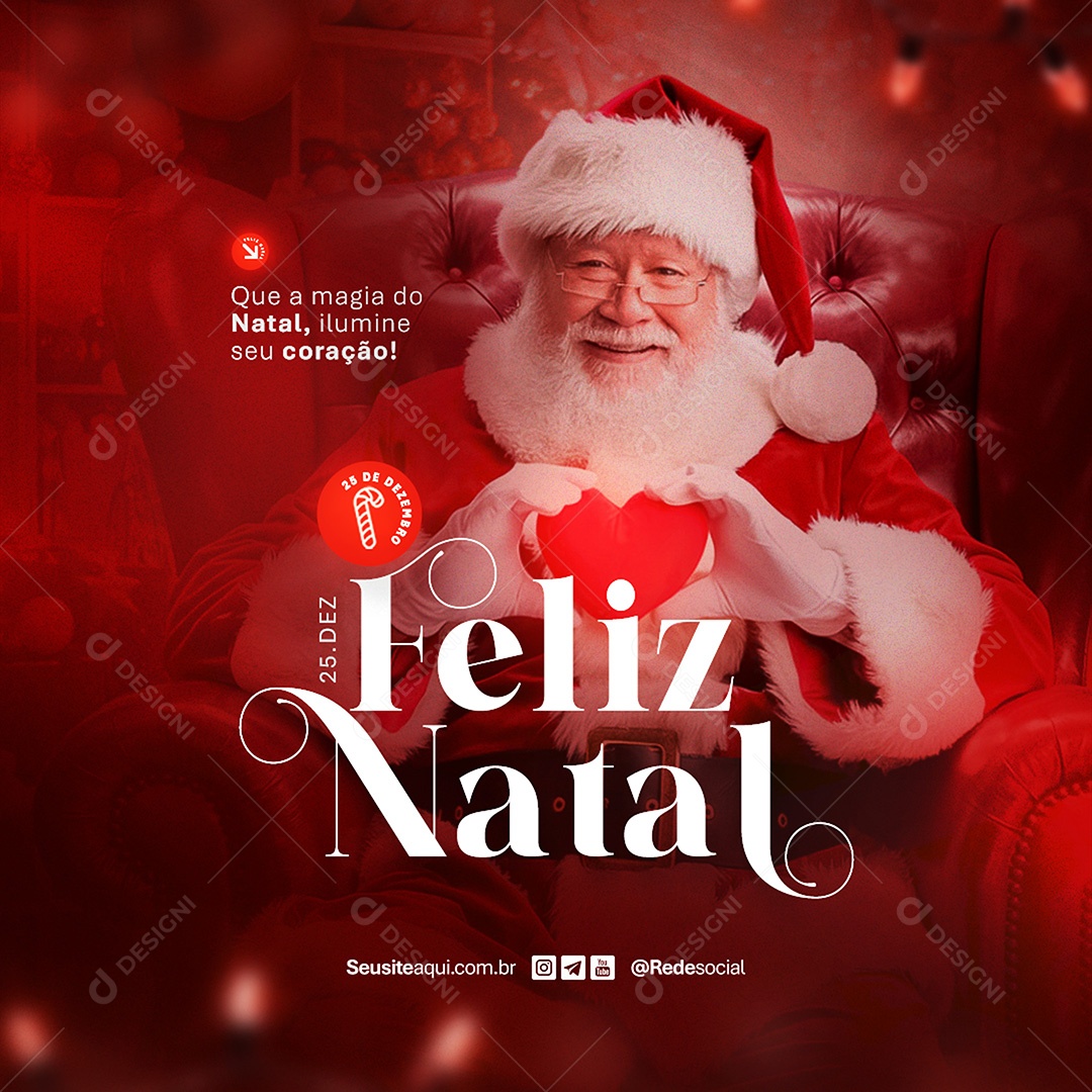 Feliz Natal 25 de Dezembro Que A Magia do Natal Ilumine Seu Coração Social Media PSD Editável