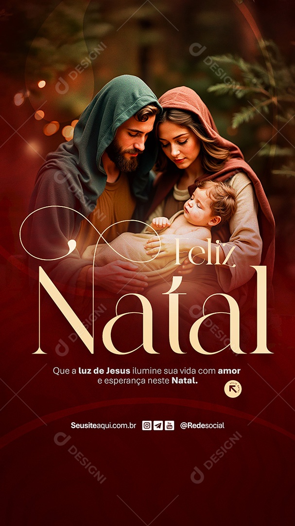 Story Feliz Natal Que a Luz de Jesus Ilumine Sua Vida Social Media PSD Editável