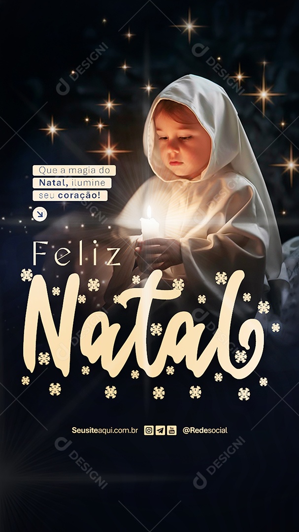 Story Feliz Natal Que A Magia do Natal Ilumine Seu Coração Social Media PSD Editável