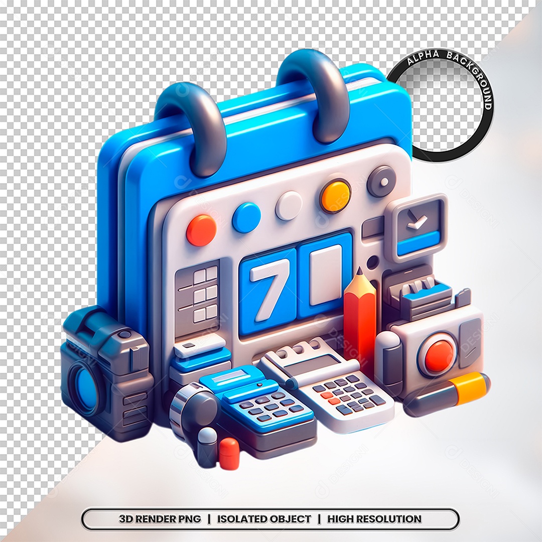 3D Element Blue Calendar Icon For PSD Composition