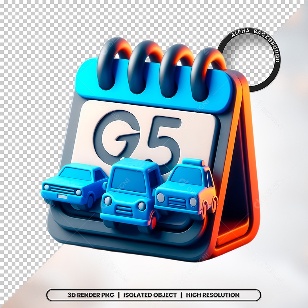 3D Element Blue Calendar Icon For PSD Composition