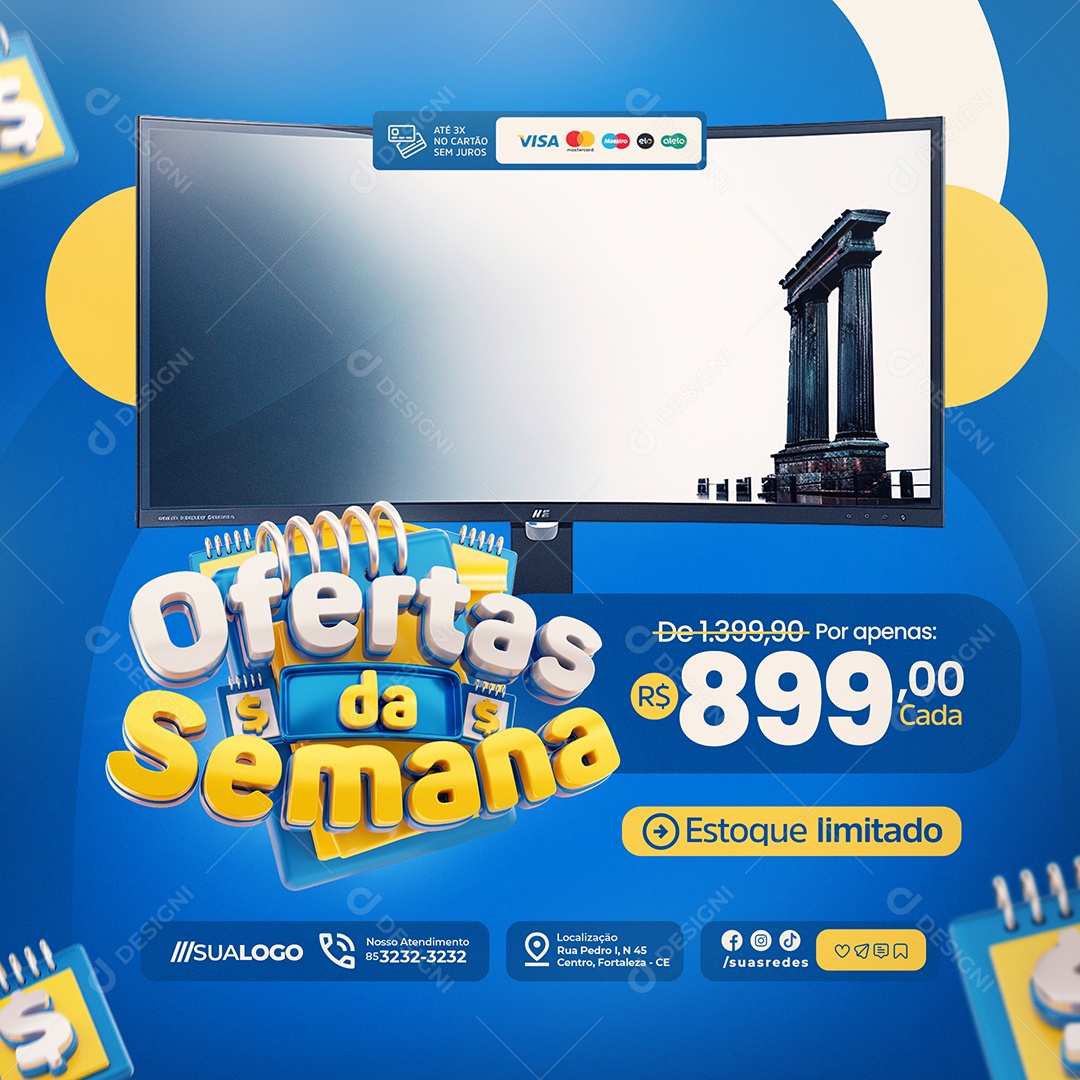 Ofertas da Semana Smart Tv Estoque Limitado Social Media PSD Editável