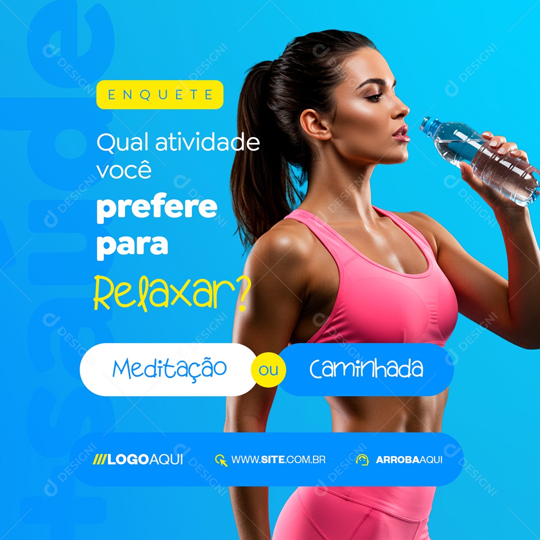 Enquetes Qual Atividade Você Prefere para Relaxar Academia Fitness Social Media PSD Editável