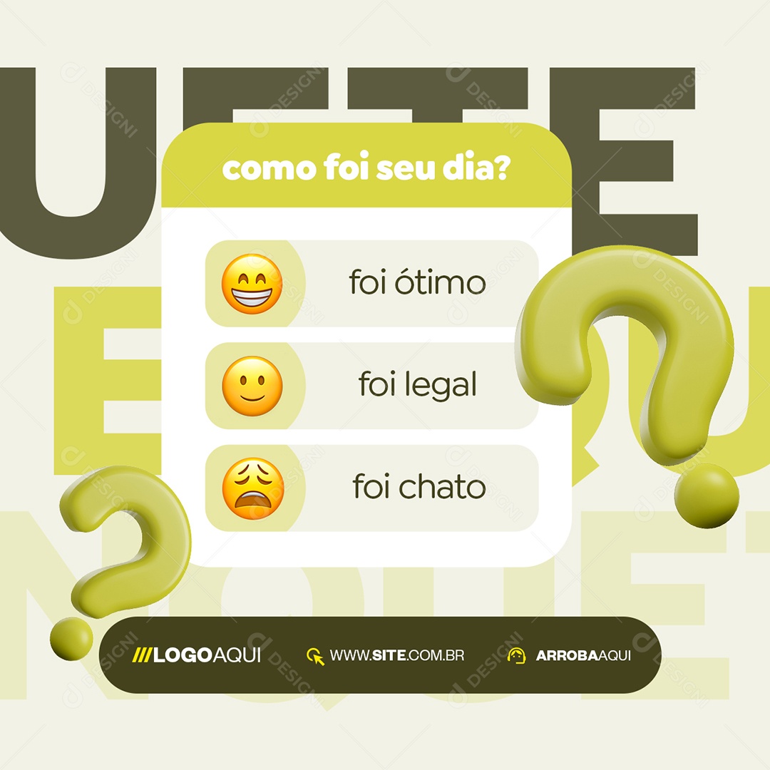 Enquetes Como Foi Seu Dia Social Media PSD Editável