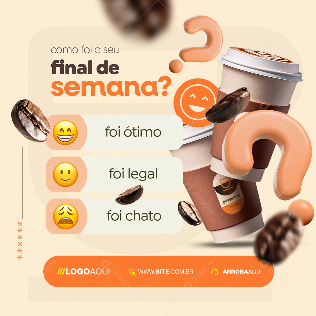 Enquetes Como Foi o Seu Final de Semana Foi Legal Social Media PSD Editável