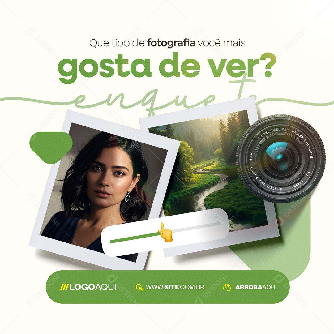 Enquetes Que Tipo de Fotografia Você Mais Gosta de Ver Social Media PSD Editável