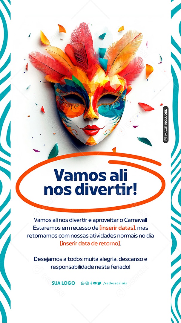 Story Comunicado Recesso Carnaval Social Media PSD Editável