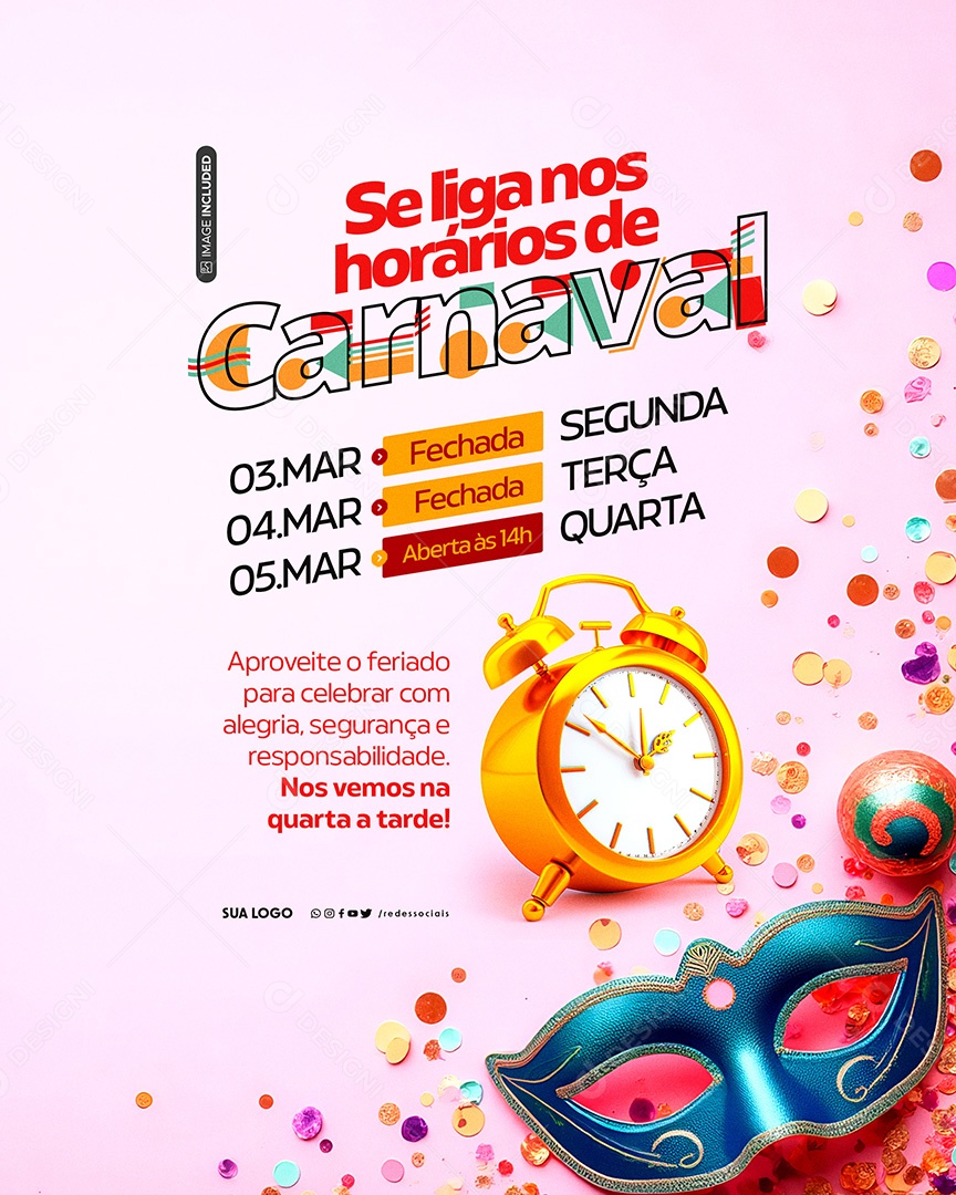 Comunicad Carnaval Join the Social Media PSD Schedule Editable