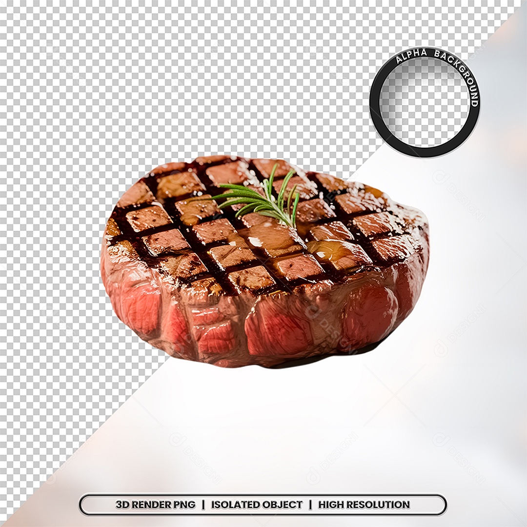 Elemento 3D Carne Assada Para Composição PSD