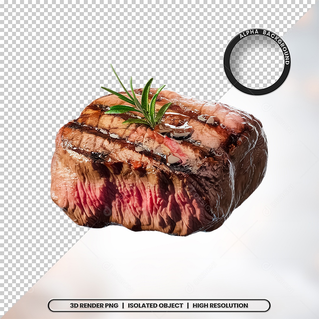 Elemento 3D Carne Assada Para Composição PSD