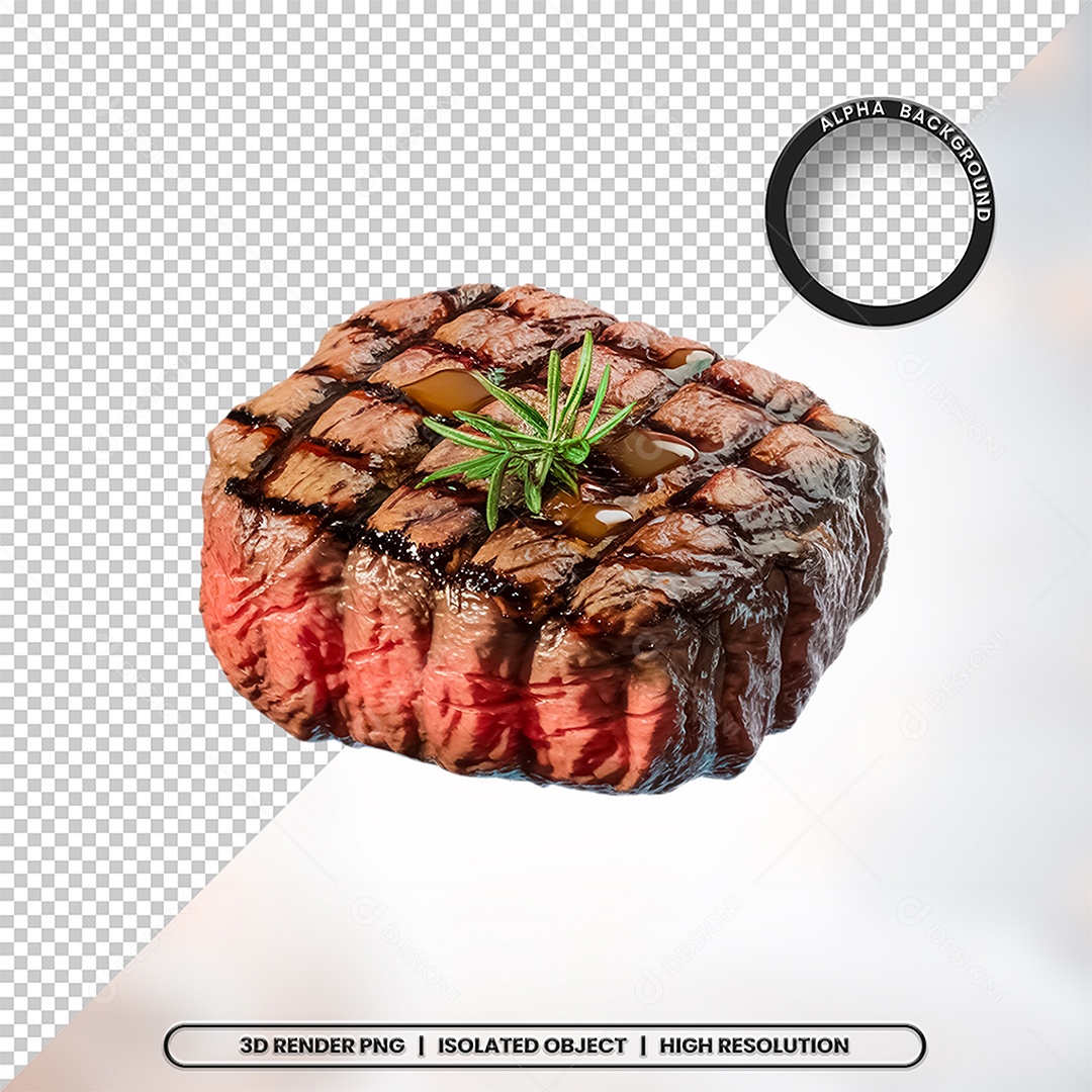 Elemento 3D Carne Assada Para Composição PSD