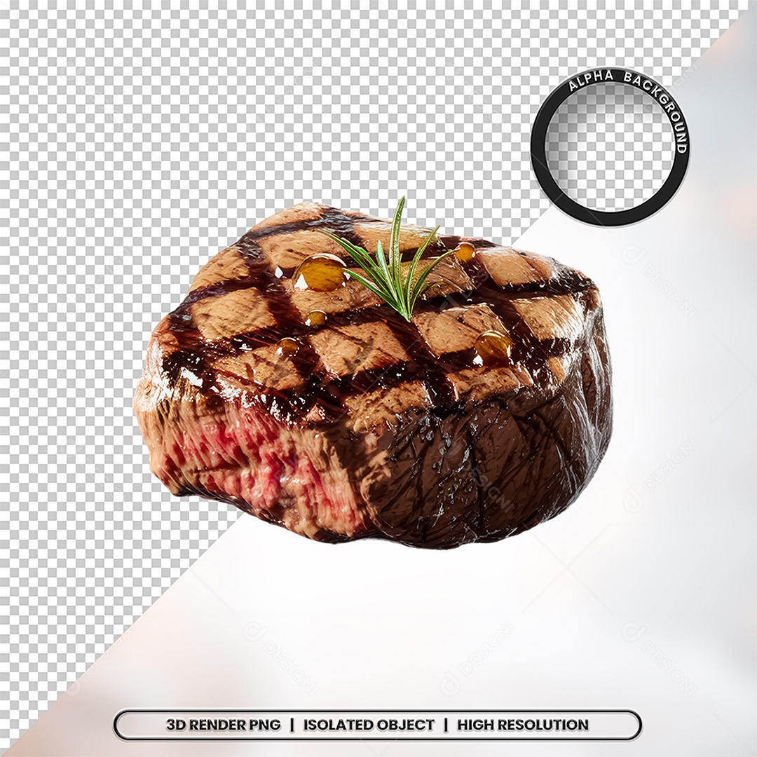 Elemento 3D Carne Assada Para Composição PSD