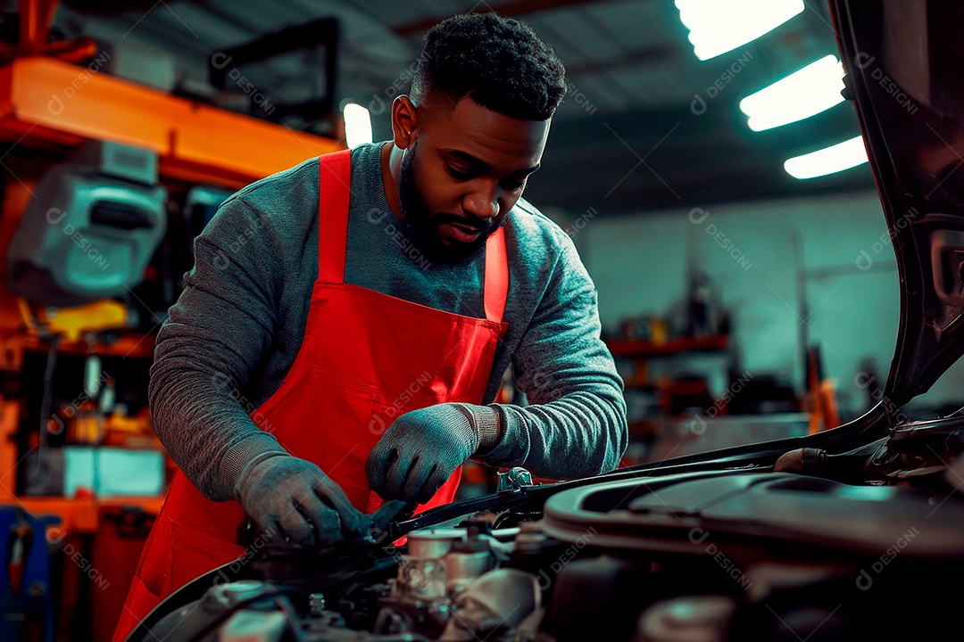 Young mechanical man on workshop