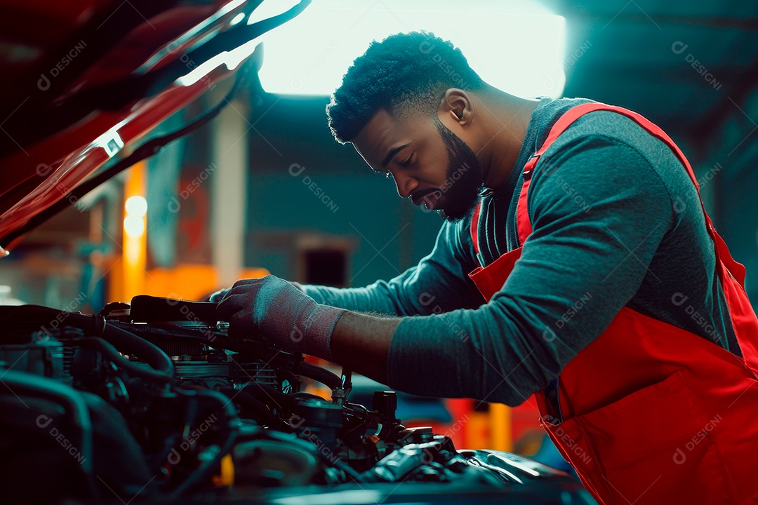 Young mechanical man on workshop