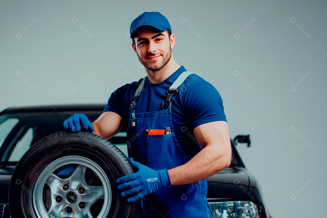 Young mechanical man on workshop