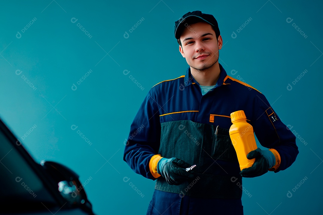 Young mechanical man on workshop