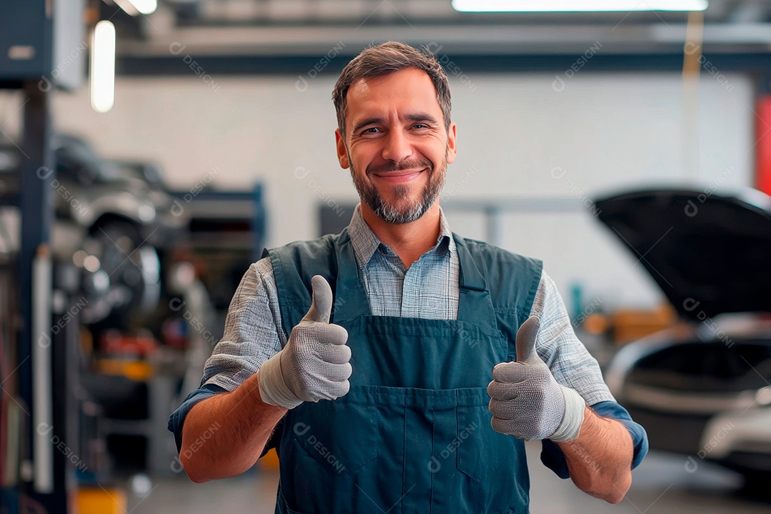 Young mechanical man on workshop