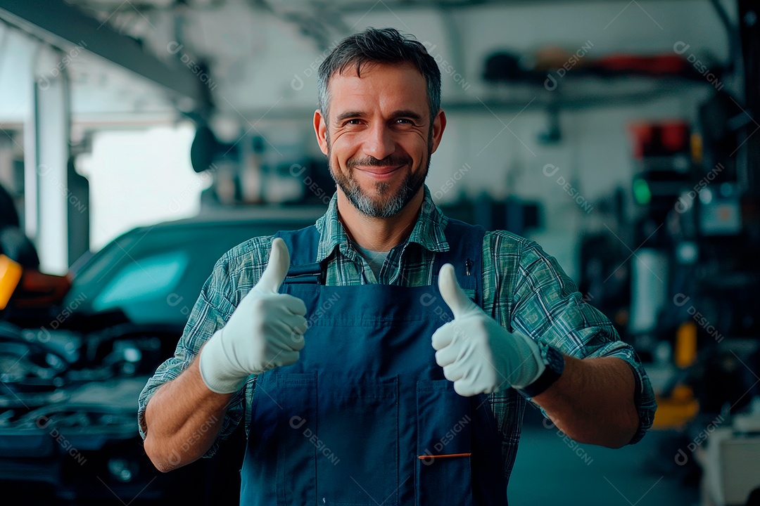 Young mechanical man on workshop