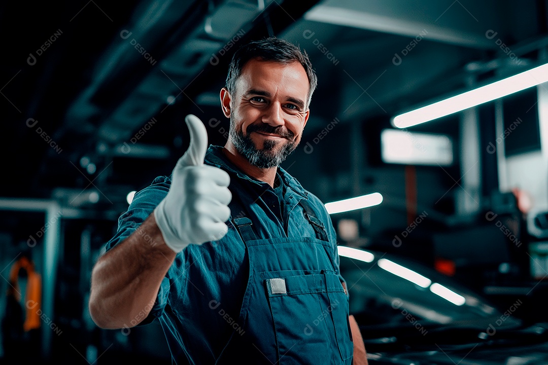 Young mechanical man on workshop