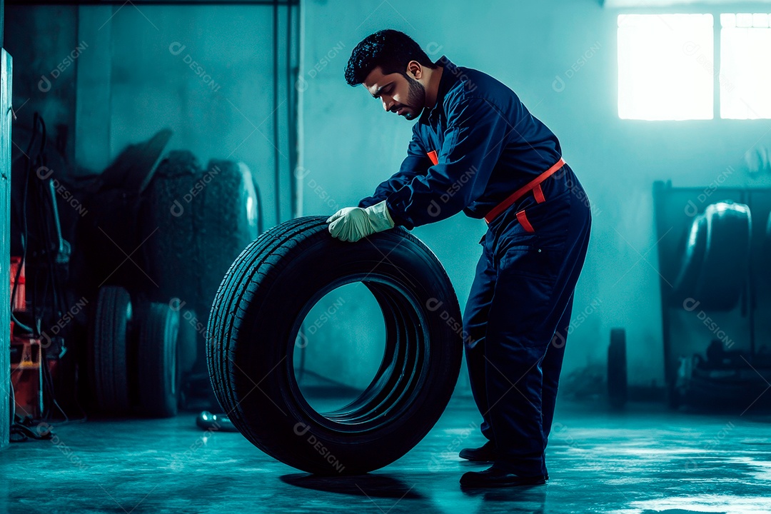 Young mechanical man on workshop