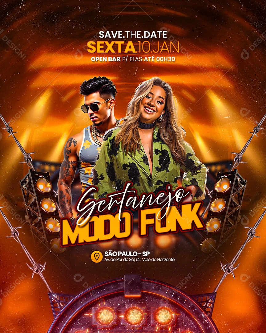 Flyer Sertanejo Mode Funk Social Media PSD Editable