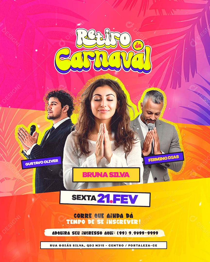 Flyer Retiro de Carnaval Social Media PSD Editable