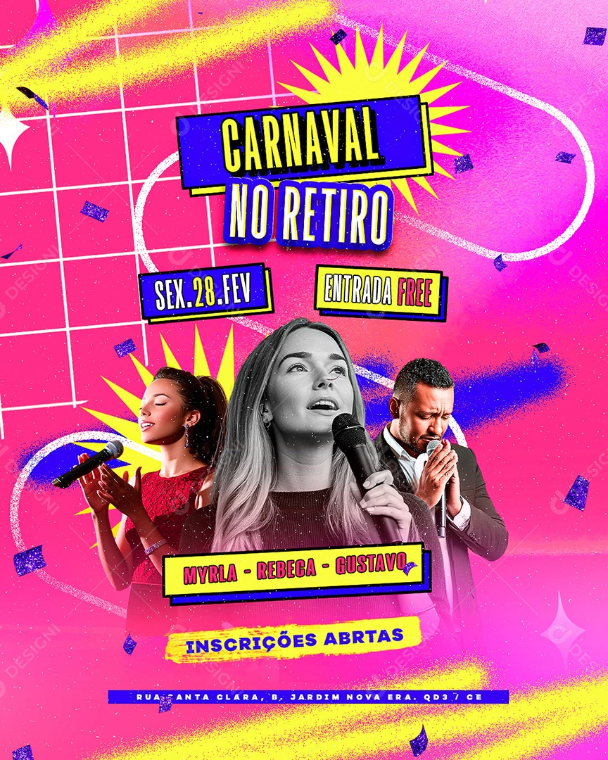 Flyer Carnaval No Retiro Entrada Free Social Media PSD Editável