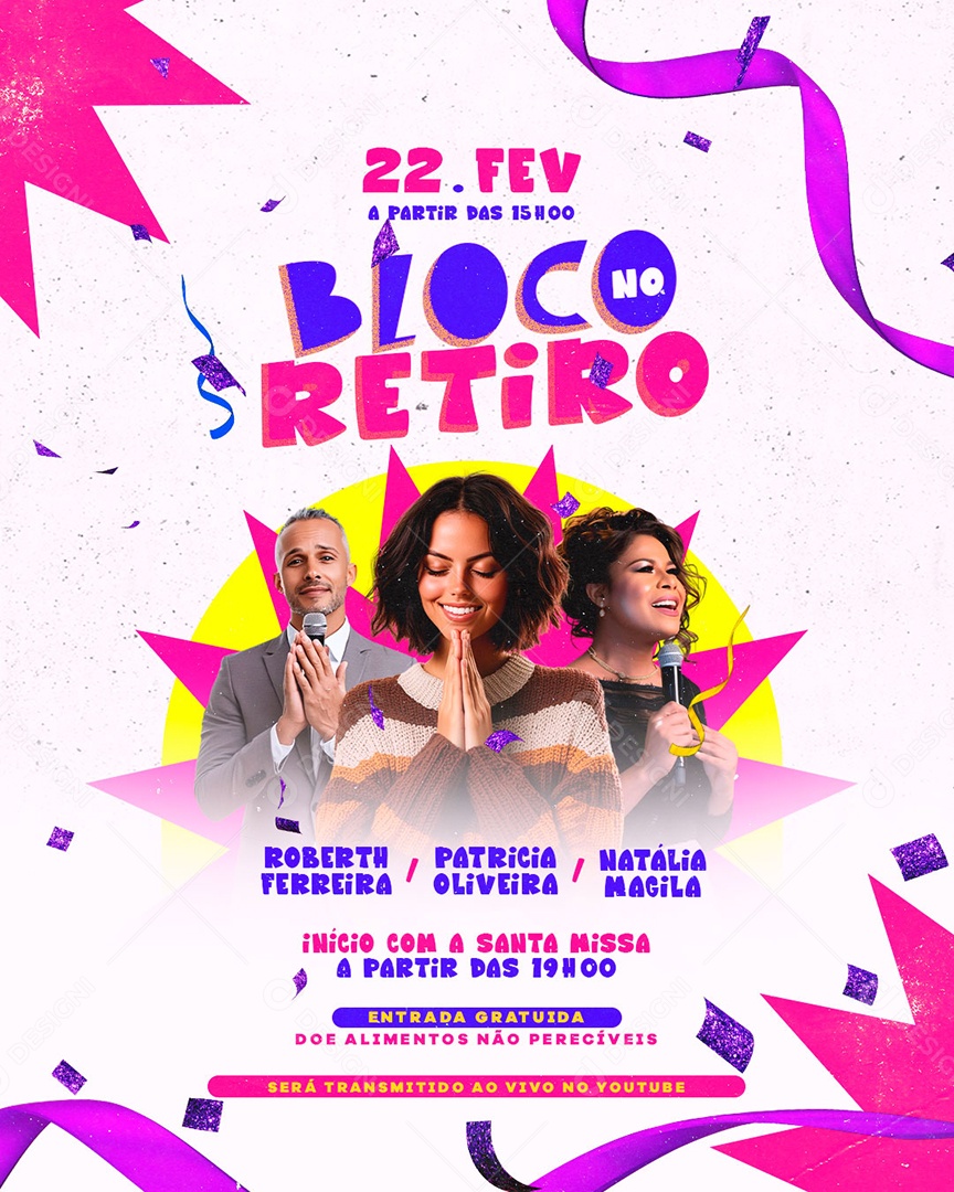 Flyer Bloco no Retiro Social Media PSD Editável