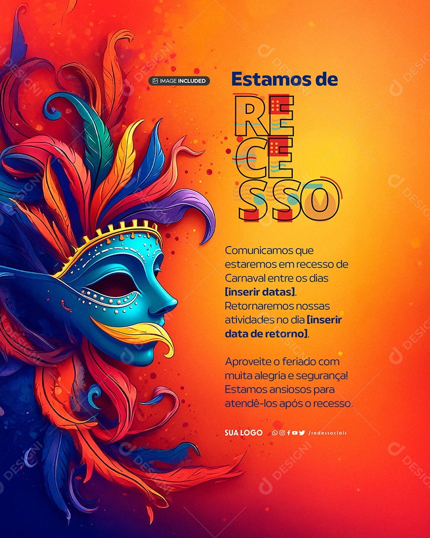 Comunicado Carnaval Social Media PSD Editable