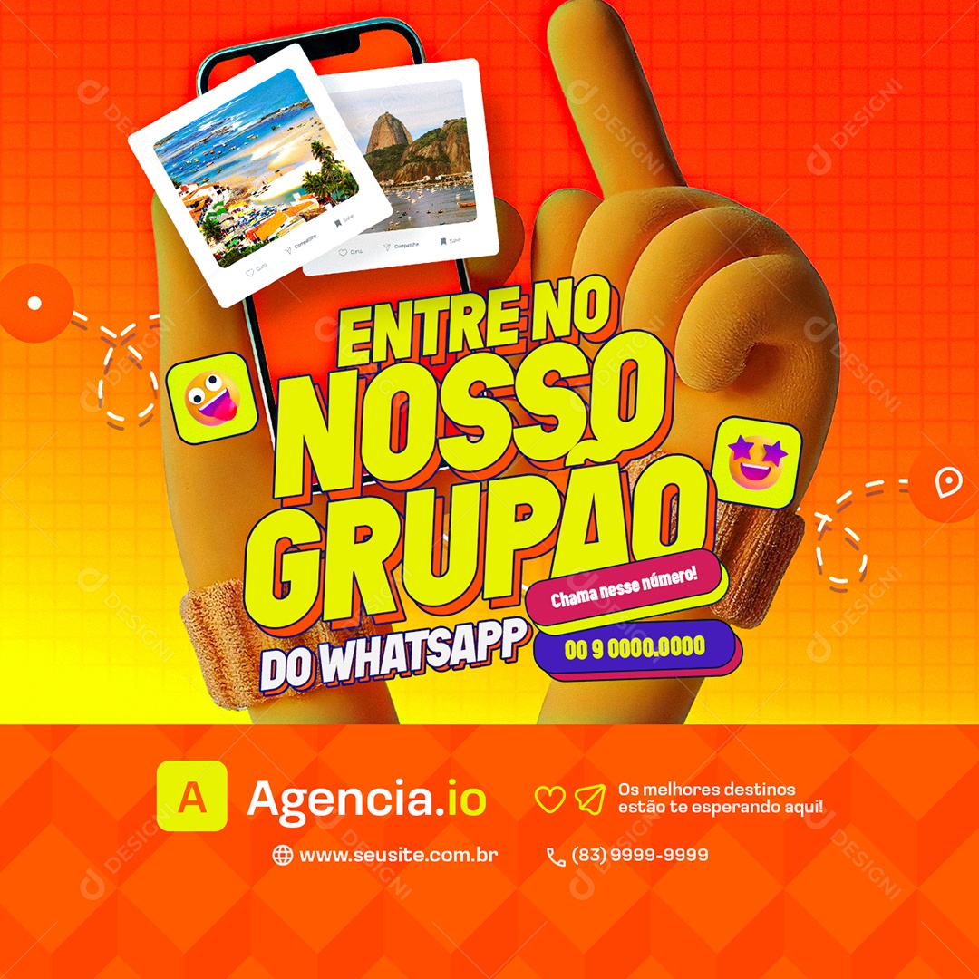 Agência de Viagens Entre no Nosso Grupão Do Whatsapp Social Media PSD Editável