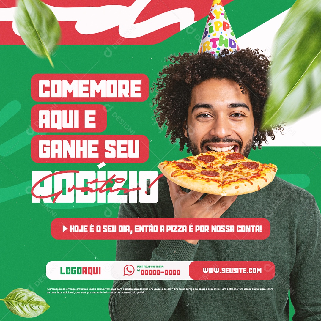 Pizzaria Comemore Here and Win your Free Caster Social Media PSD Editable