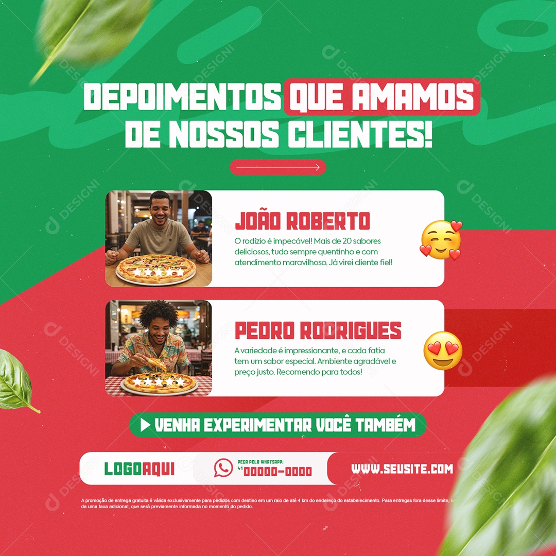 Pizza Testimonies We Love Social Media PSD Editable